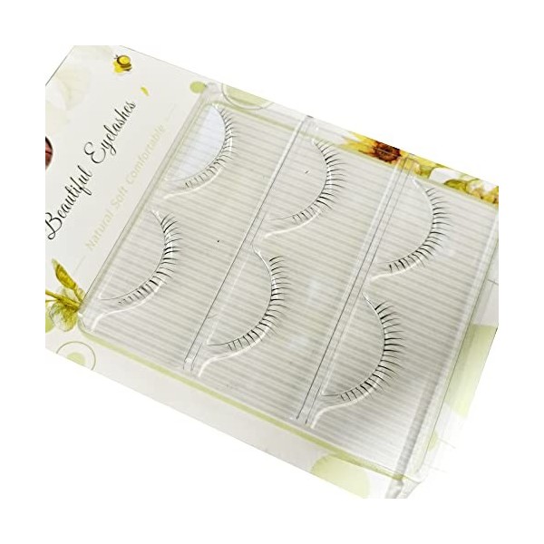 Lot de 3 paires de faux cils très naturels ultra doux et fins avec bande transparente réutilisable