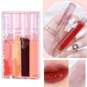 Water Light Translucent Lot de 4 gloss à lèvres translucides - Longue durée - Brillants et hydratants - 2 ml x 4 - Rouge tra