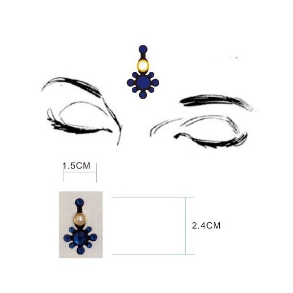 Bindi BD16 Lot de 3 autocollants style bohème et tribal Bleu/jaune transparent