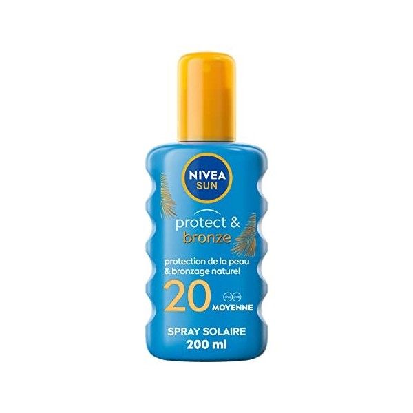 NIVEA SUN Spray solaire activateur de bronzage Protect & Bronze FPS 20 1 x 200 ml , crème solaire avec protection solaire UV ...
