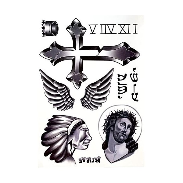 Tatouages en forme dailes - Jésus - JB01