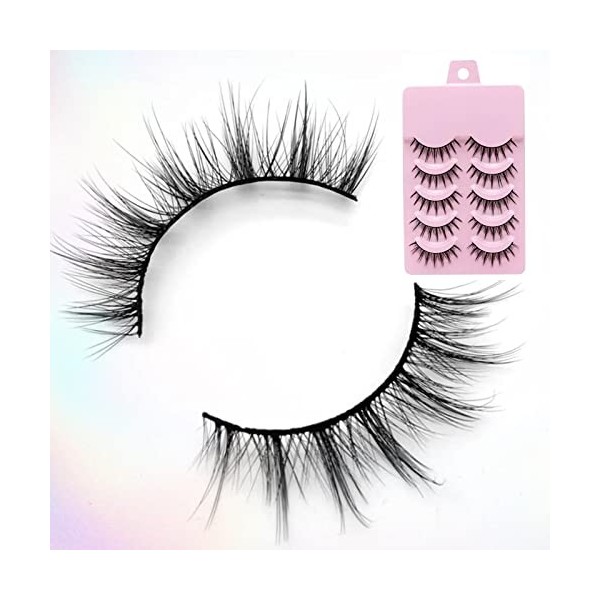 Faux Cils Naturel,Faux Cils,3d Faux Cils,Fake Lashes,Fluffy Fake Lashes False Eyelashes Réutilisables Dramatiques Noir Faux C