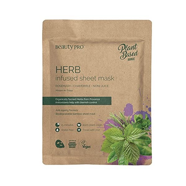 Natura HERB Infused Sheet Mask By BeautyPro, Minimises Pores, Brightens Complexion, Provides Deep Hydration Face Mask 30g