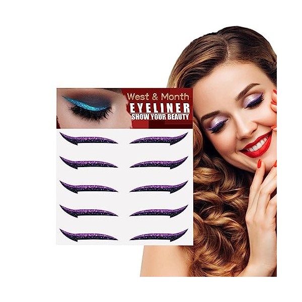 Autocollants Eyeliner scintillants pour les yeux,5 paires de pochoirs pour eye-liner auto-adhésifs instantanés - Outil Eyelin