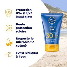 NIVEA SUN Lait solaire Protect & Hydrate format voyage FPS 30 1 x 50 ml , Crème solaire hydratation 48H, Protection solaire 