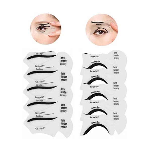 Lot de 10 pochoirs pour eye-liner, différents styles, rapide et gain de temps, flexibles et maniables pour lécole, la format