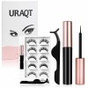 URAQT 3D Faux Cils Naturel, 5 Paires Fait à la Main Faux Cils Naturel, Professionnel Cils Réutilisable Noir Pour Femmes Maqui