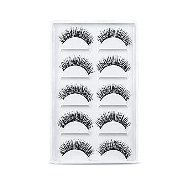 URAQT 3D Faux Cils Naturel, 5 Paires Fait à la Main Faux Cils Naturel, Professionnel Cils Réutilisable Noir Pour Femmes Maqui