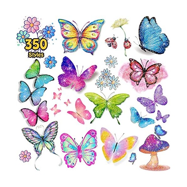 Leesgel 260 Styles Papillon Tatouage Enfant Fille, Paillette Tatouage Ephemere Enfant Stickers Enfant, Pinata Petit Cadeau An