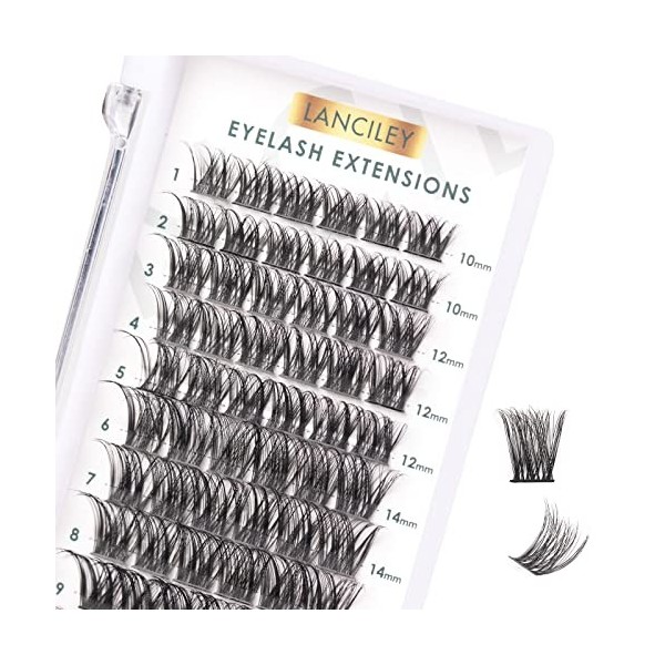 Lanciley Faux Cils Extension Cils 72 Grappes Cluster Lashes Individuels DIY Extension de Cils Naturel Effet 3D Réutilisables 