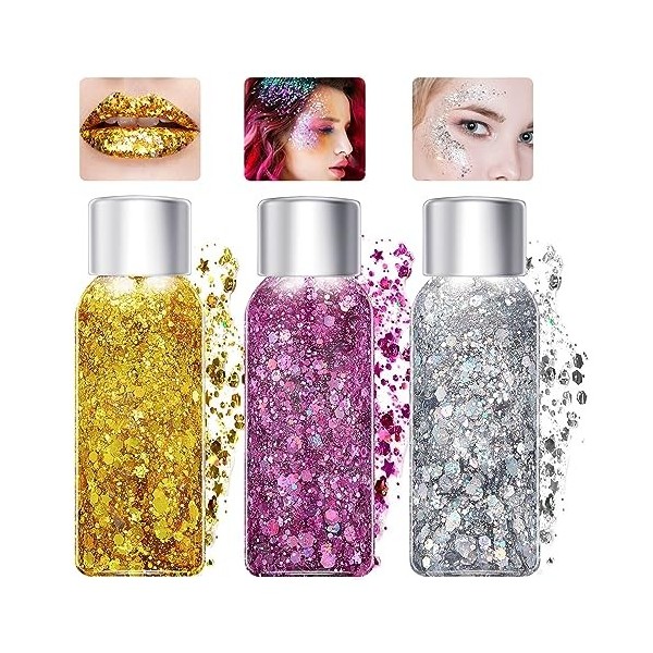 Maskacotix Gel Paillettes Visage,Glitter Body Gel,Paillette Maquillage,Paillettes Corps, Mermaid Sequins Body Glitter,pour Fe