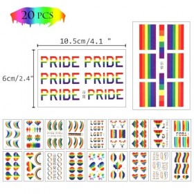 Phogary LGBT Gay Pride Tatouages Temporaires 100+ pcs, 20 feuilles , Tatouages Arc-en-ciel, Stickers imperméables pour la pe