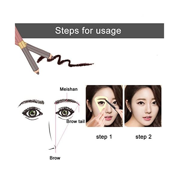 2 pochoirs à sourcils réutilisables pour façonner les sourcils, instructions de dessin, carte, pour le nettoyage de la peau 