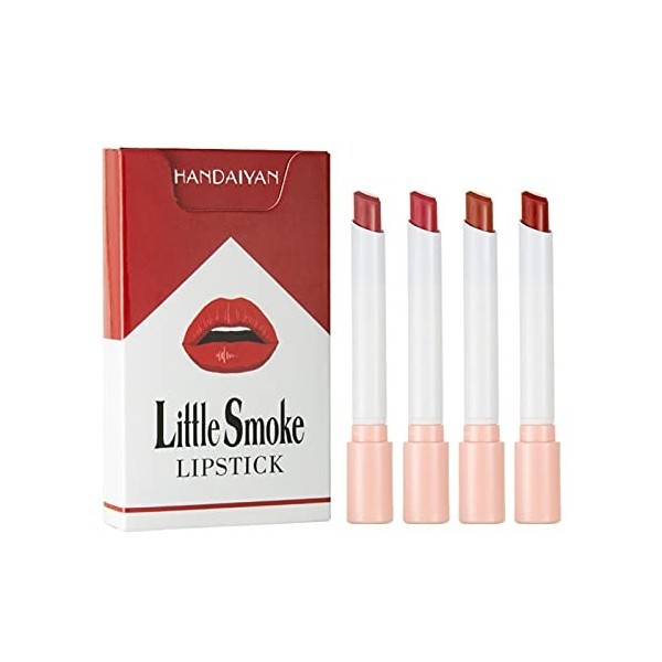 zebroau Rouge à lèvres Mat pour Cigarettes, 4 Couleurs Rouges à lèvres imperméables, Rouge à lèvres à fumée délicate, Coupe a