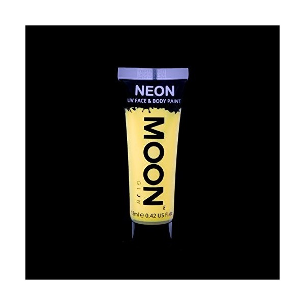 Moon Glow – Peinture fluo UV pastel jaune visage & corps 12 ml