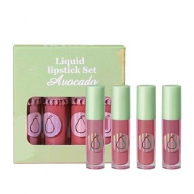 Lot de 4 gloss à lèvres fruités avec revêtement velours et antiadhésif, gloss liquide, 3 ml x 4 boosters B, A 