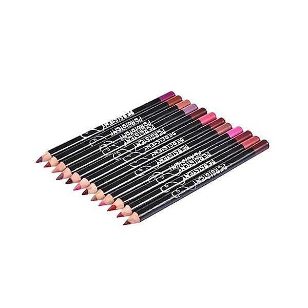 Voiakiu 12 pièces Professionnel Crayons à lèvres, Lisse Mat Contours Shaping Kit pour Les lèvres Longue durée imperméable à l