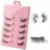 Demi-cils avec bande transparente - Aspect naturel 3D - Faux cils courts en œil de chat - Outils de maquillage