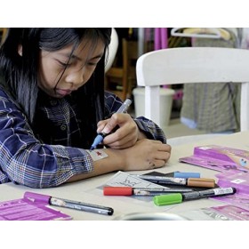 Kreul 62108 – Stylo de tatouage violet épaisseur de trait 0,5-3 mm, encre cosmétique à base deau, tenue jusquà 5 jours, tes