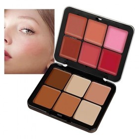 12 couleurs Blush crème,palette fard à joues 12 couleurs | Palette fond teint correcteur couleur légère, mélangeable, anti-ta