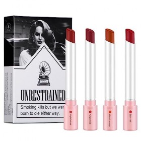 Rouge à lèvres anti-taches,Conception détuis à cigarettes Velvet Matte Lipsticks | Rouge à lèvres velours 4 couleurs, maquil