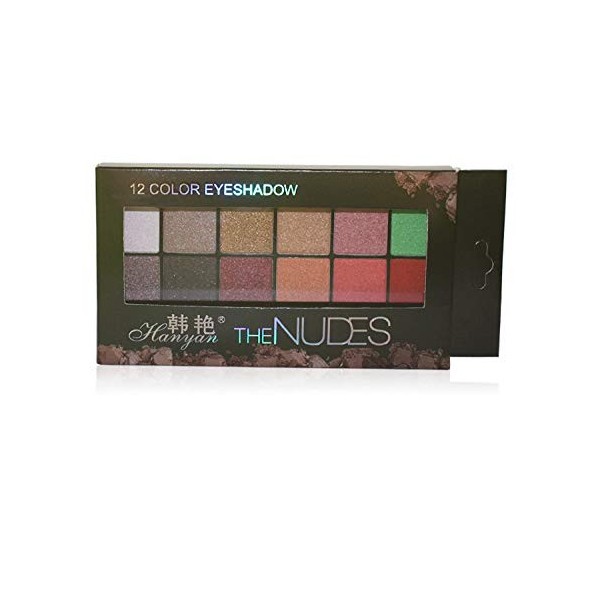 Clest F&H Palette de fards à paupières maquillage mat chatoyant 12 couleurs ombres à paupières cosmétiques pigmentées longue 