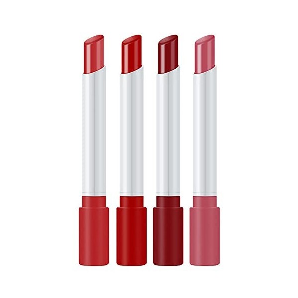 Lot de 4 rouges à lèvres en velours longue durée pour femme - Rouge à lèvres mat hydratant - Végétalien F, taille unique 