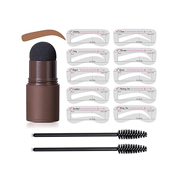 TLM Toys Kit Sourcils Maquillage, Tampon À Sourcils Imperméable, Bâton De Poudre De Coupe Anti-transpiration Avec 2 Brosses À