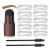 TLM Toys Kit Sourcils Maquillage, Tampon À Sourcils Imperméable, Bâton De Poudre De Coupe Anti-transpiration Avec 2 Brosses À