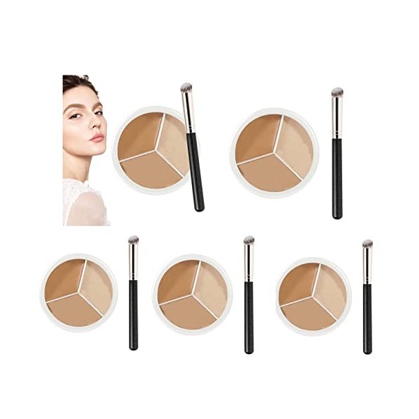 Palette anti-cernes tricolore | fond teint visage 3 en 1 | Crème correctrice couleur pour dissimuler les imperfections et uni