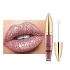 JAWSEU Rouge à Lèvres Pailleté, Diamond Glitter Lipgloss Longue Durée Antiadhésif Tasse Brillant À Lèvres Mat Imperméable Bri