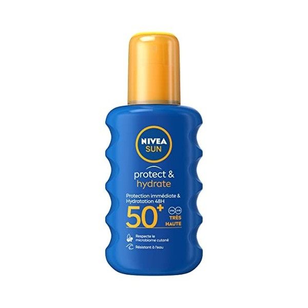 NIVEA SUN Spray solaire Protect & Hydrate FPS 50+ 1x200 ml , protection solaire immédiate pour peaux normales, écran solaire