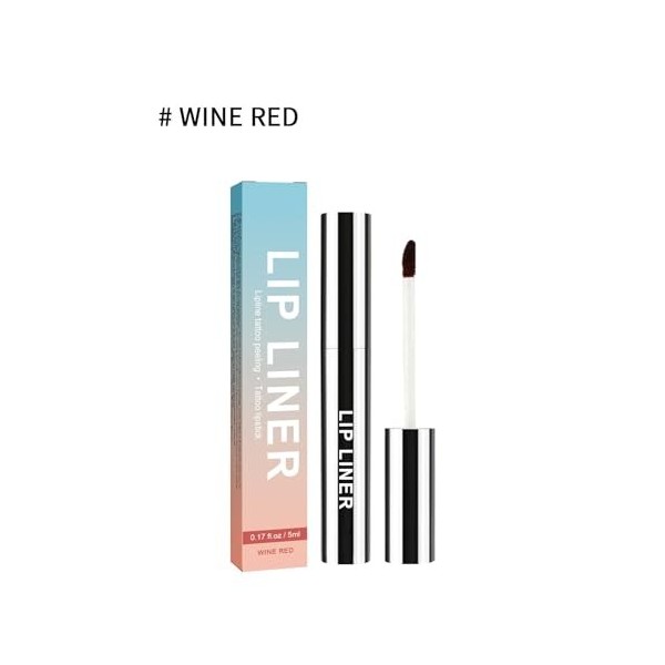 Crayon à lèvres amovible, décrit la forme des lèvres, montre la couleur des lèvres et le pinceau à lèvres non pelable, rouge 