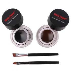 Eyeliner Imperméable Bicolore, Eye-liner Gel, Eye-liner Imperméable, Ensemble de Eye-liner avec 2 Pinceaux, de Couleur Longue