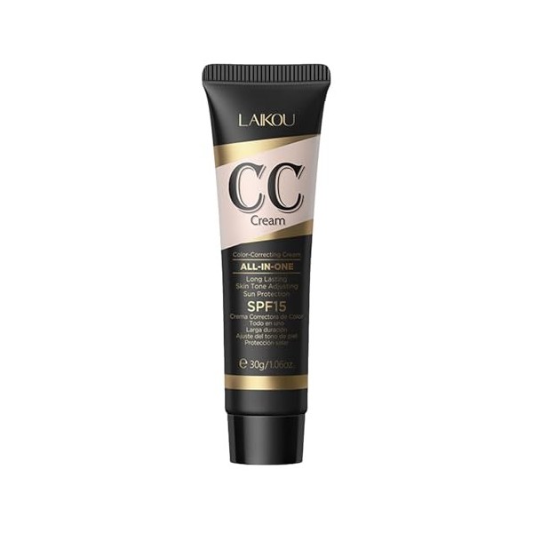 Fond De Teint CC Crème | Base CC Crème Pour Le Visage Ajustant Le Teint Spf15 | Cosmétiques Longue Durée, Correcteur Pour Le 