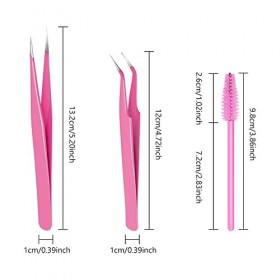 Pince à Cils, Pince Extension Cils, Kit Pince Extension Cils, Pince Extension Cils Acier Inoxydable, Tout Droit et Embout Cou