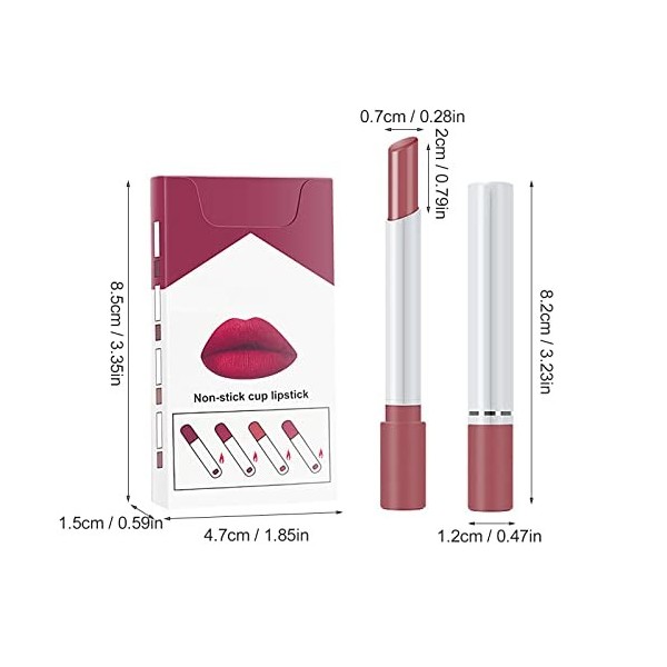 Lot de 4 rouges à lèvres en velours longue durée de température pour femme - Rouge à lèvres mat hydratant - Végétalien A, ta