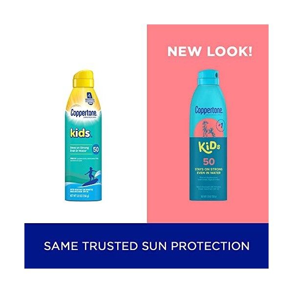 Coppertone Kids Sunscreen Water Resistant Continuous Spray Broad Spectrum SPF 50, Twin Pack 5.5 Ounces Per Bottle 