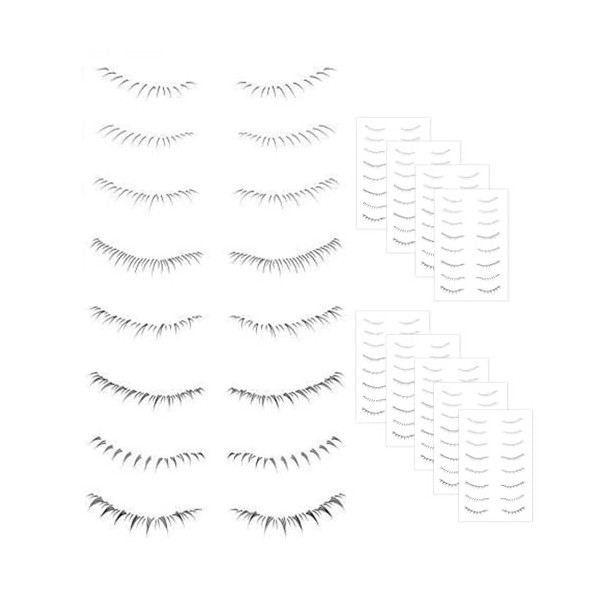 Tatouage des cils inférieurs, 80 paires de faux cils autocollants, bande de cils inférieurs imperméables jetables, faux cils 