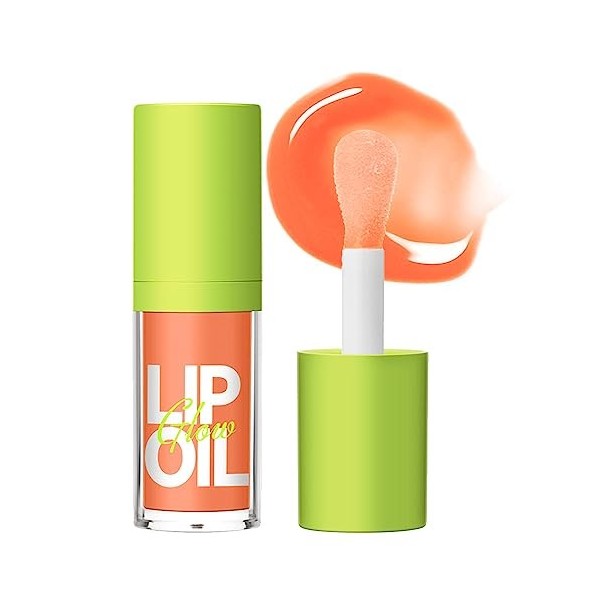 Erinde Big Brush Head Lip Oil, Hydrating Tinted Lip Oil Gloss, Smooth Glossy Finish Lip Glow Oil, Moisturizing & Nourishing S