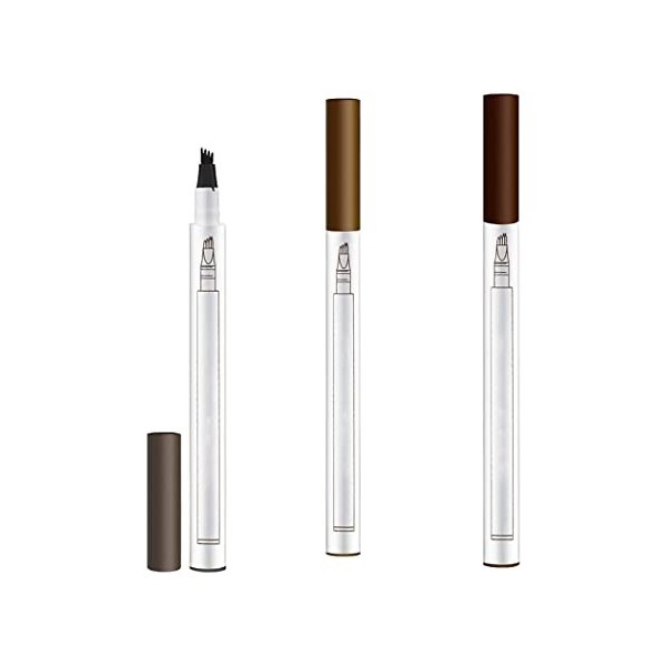 Crayon à sourcils imperméable pour le stylo à sourcils pour le maquillage professionnel Natural Brow, 3pcs