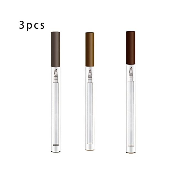 Crayon à sourcils imperméable pour le stylo à sourcils pour le maquillage professionnel Natural Brow, 3pcs