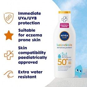 NIVEA SUN Kids Protect & Sensitive Sun Lotion 200ml Sunscreen with SPF 50+, Kids Suncream for Sensitive Skin