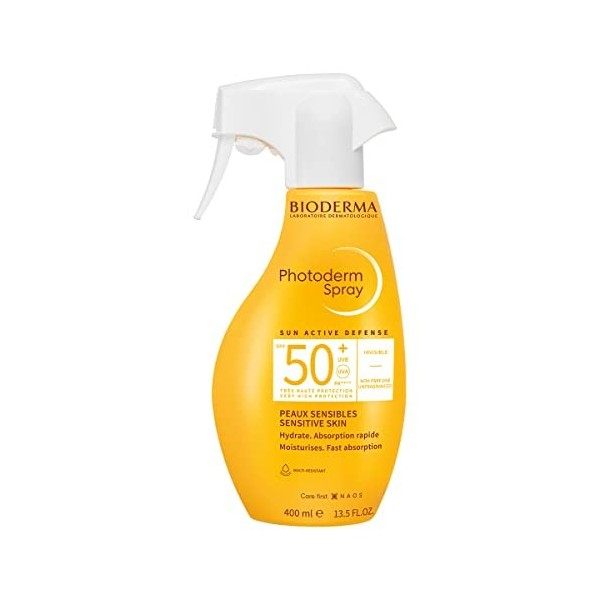 PHOTODERM MAX Spray SPF 50+ 400ml |Protection optimale UVA-UVB – Active les défenses naturelles de la peau| Peaux sensibles o