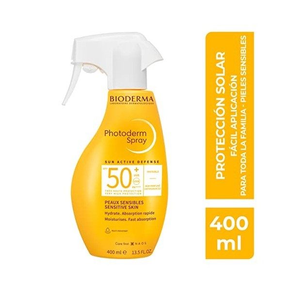 PHOTODERM MAX Spray SPF 50+ 400ml |Protection optimale UVA-UVB – Active les défenses naturelles de la peau| Peaux sensibles o