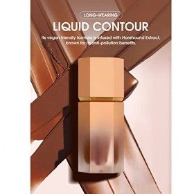 Liquid Bronzer, Blendable Long Lasting Hydratant Makeup Liquid Bronzer avec Coussin Applicateur, Illuminateur Liquide Surlign