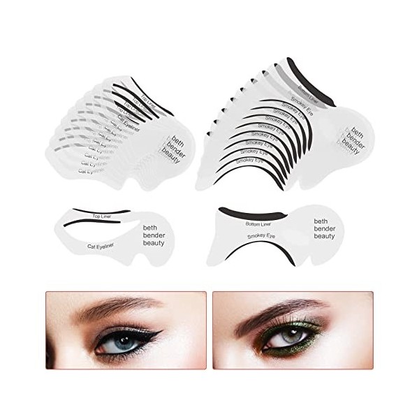 Gabarit Eyeliner 20 Pcs Eyeliner Stencil Stencil Cat Eye-liner Eyeliner Pochoir Modèle Réutilisable pour Filles Femmes