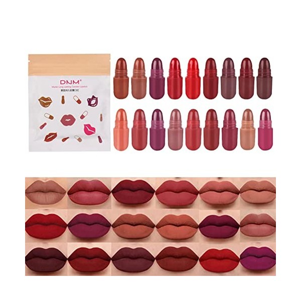 Yajexun -Sule Rouge À Lèvres,18 Couleurs -Sule Lipstick Set, Longue Durée -sules Lèvres, Rouge À Lèvres Imperméable Et Antiad