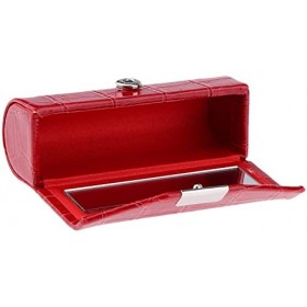 Étui à rouge à lèvres en cuir synthétique souple texturé alligator avec miroir et support pour rouge à lèvres Rouge, Simili c