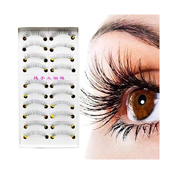 10 paires de faux cils naturels longs faits main